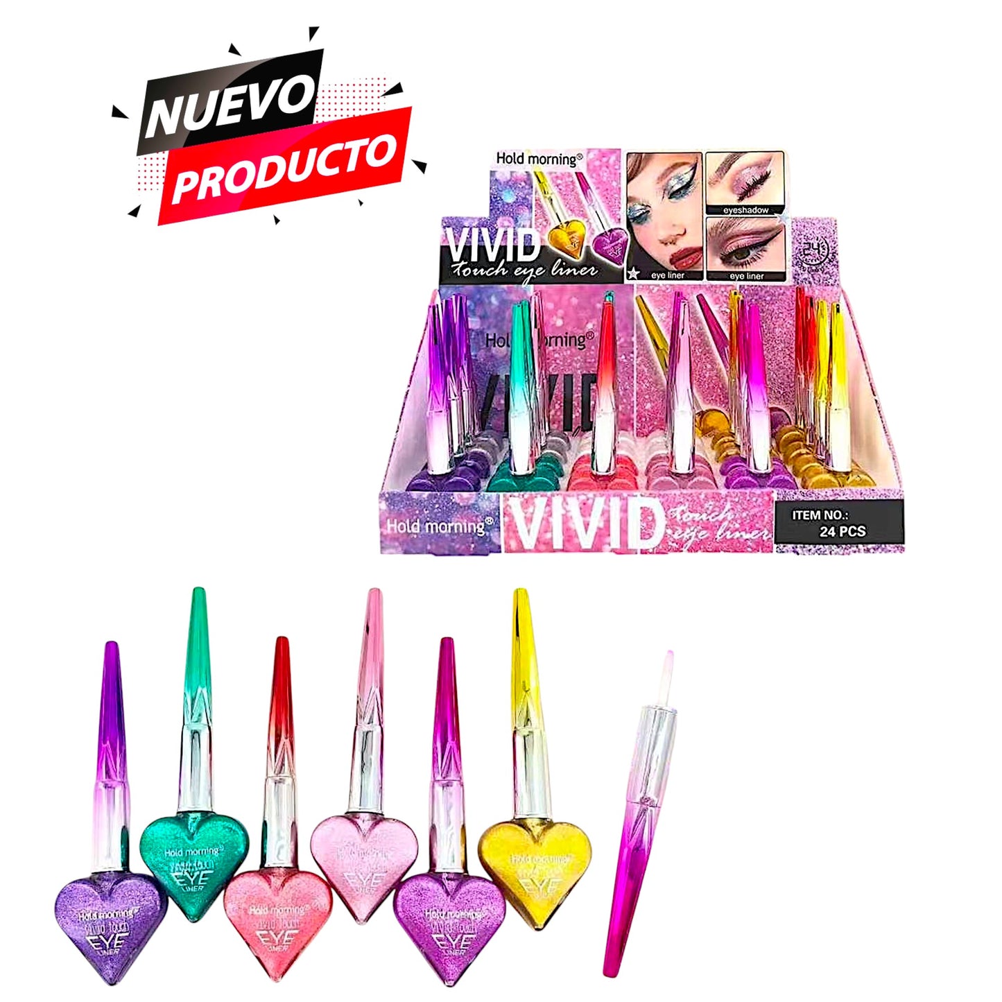 DELINEADOR CON GLITTER DE CORAZON 24 PCS HE134A