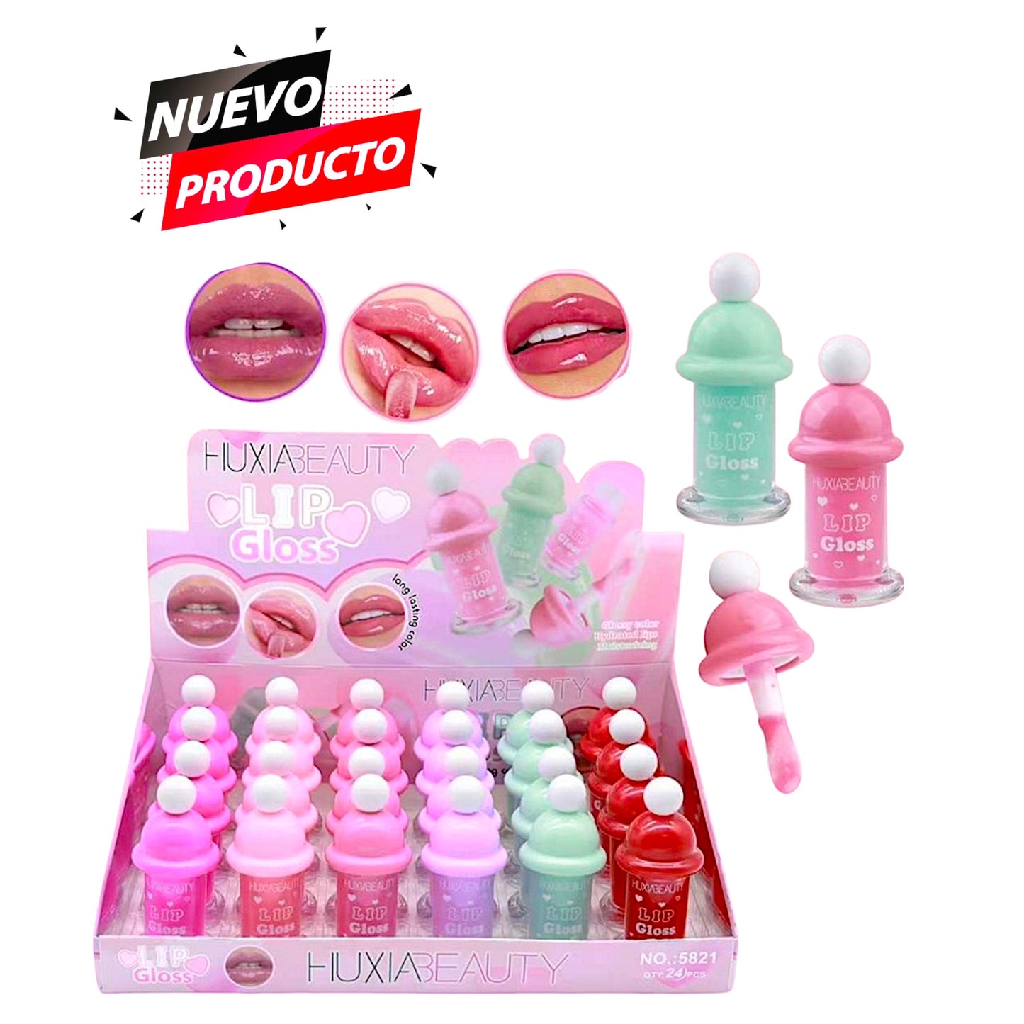 LIP GLOSS DE COLORES DE MAMILA HUXIA 24 PCS 5821