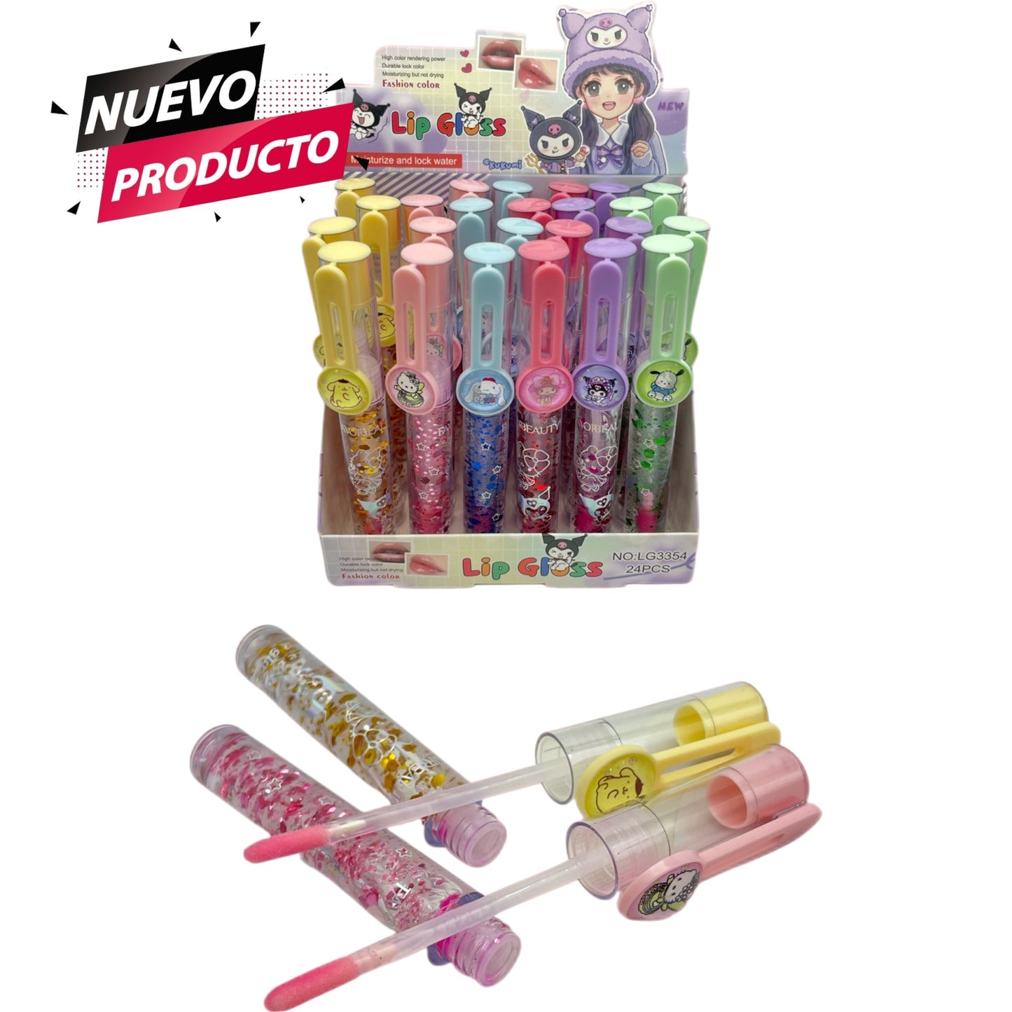 LIP GLOSS FASHION COLORS 24 PCS LG3354.