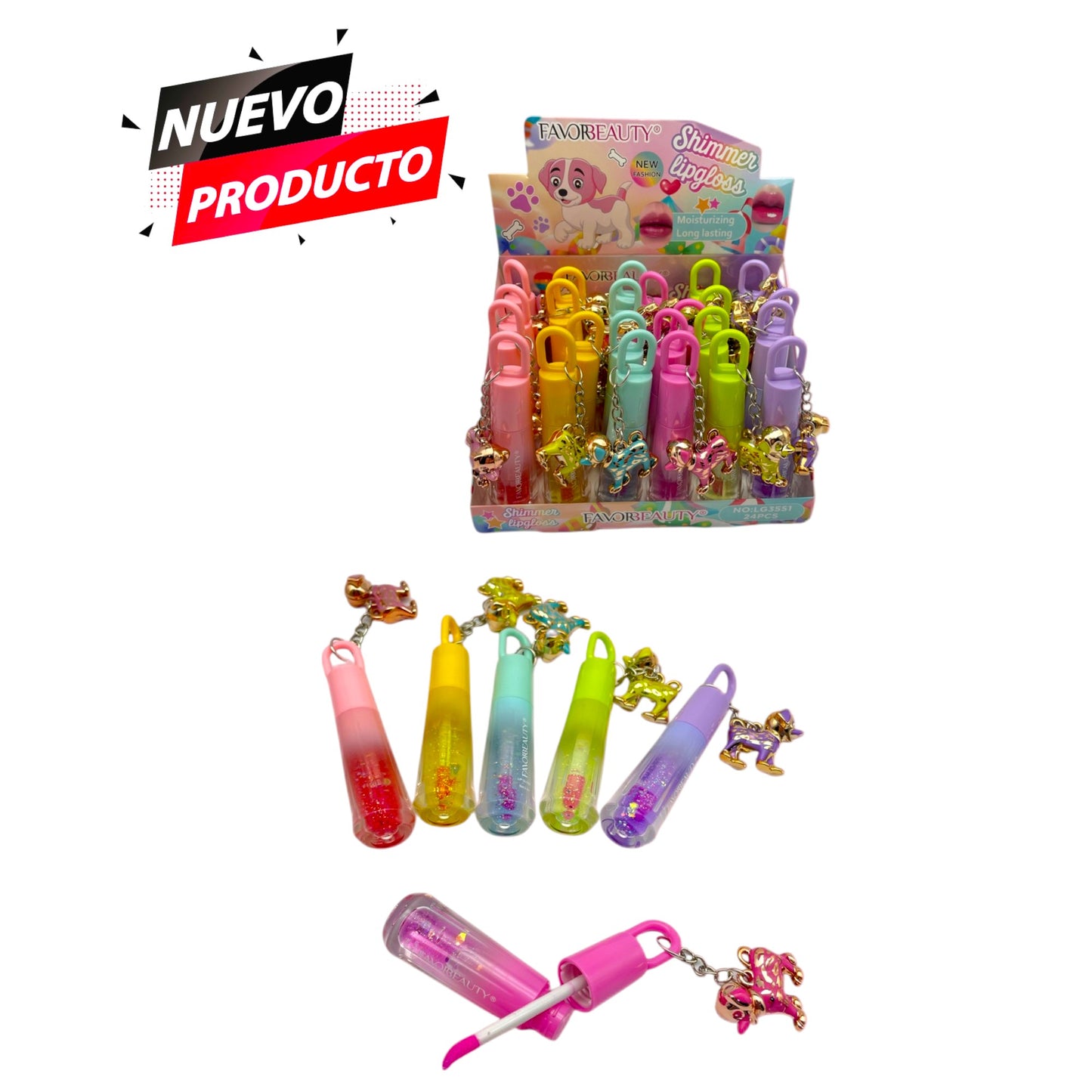 LIP GLOSS DE PERRITOS DE COLORES 24 PCS LG3551
