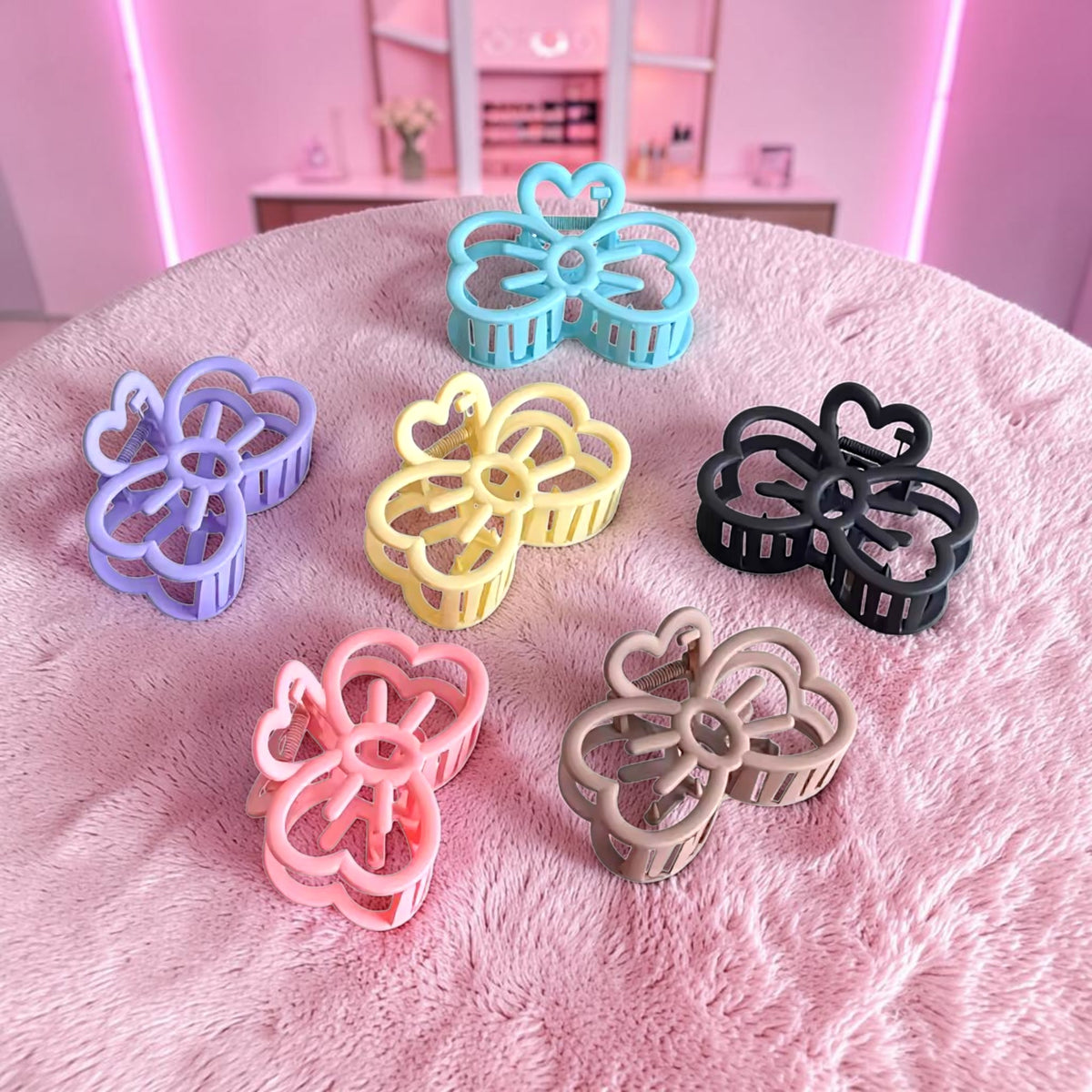 MINI PINZA COLORIDA MOÑO CON CORAZON 12 PZ FJ6027