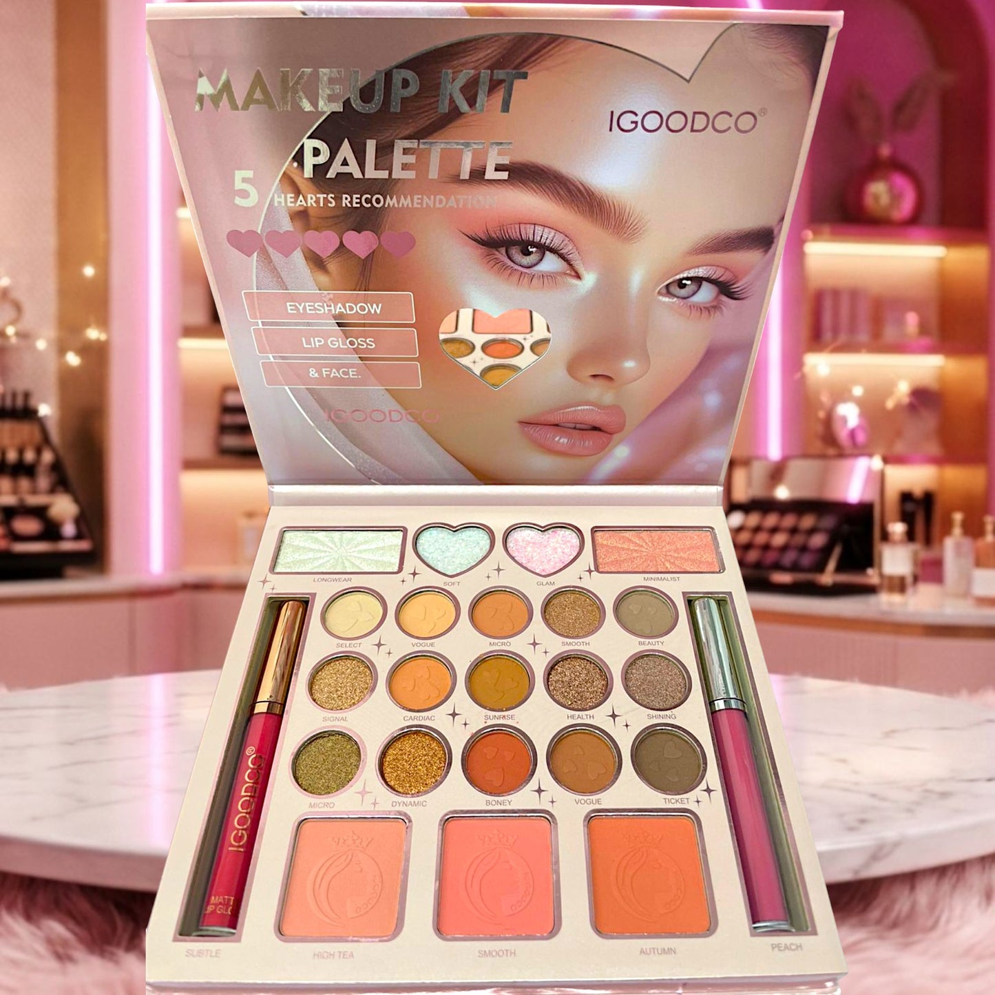 PALETA DE SOMBRAS CON LABIALES 1 PZ IG-3277