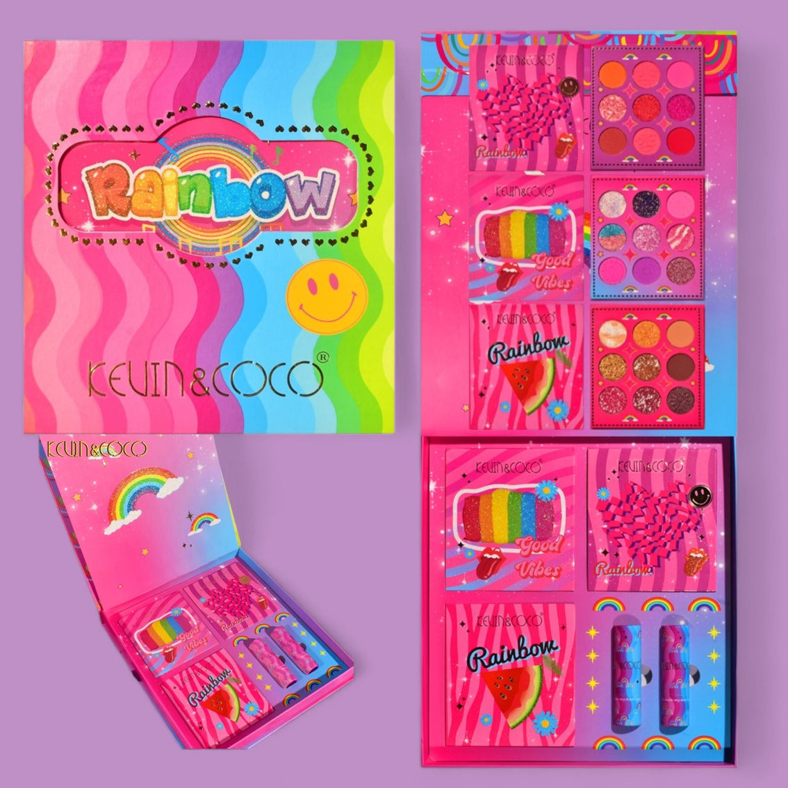 Súper kit combo 4 PCS Sombra Rainbow Kevin & Coco KC233755
