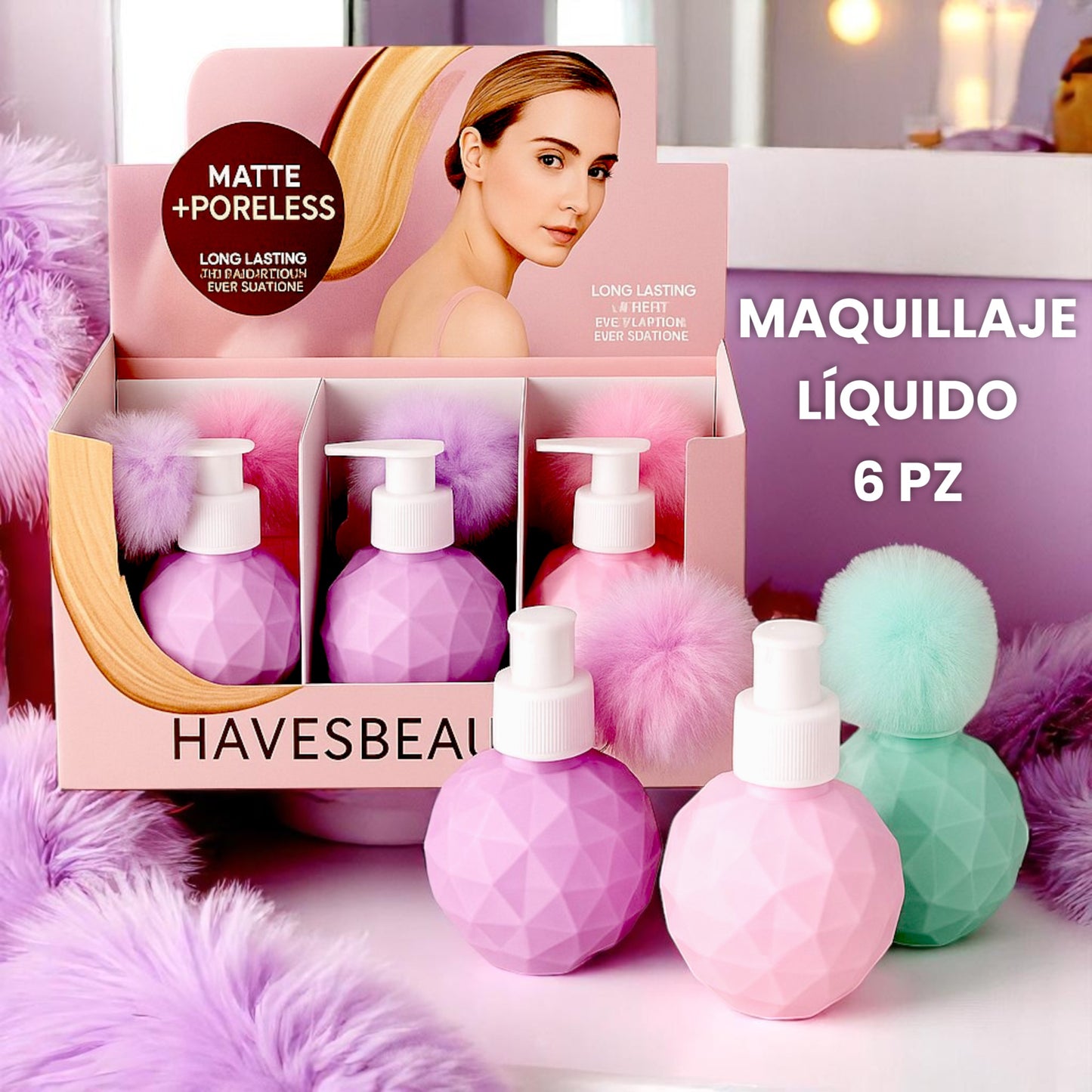 MAQUILLAJE LIQUIDO MATTE PORELESS 6 PCS 2749