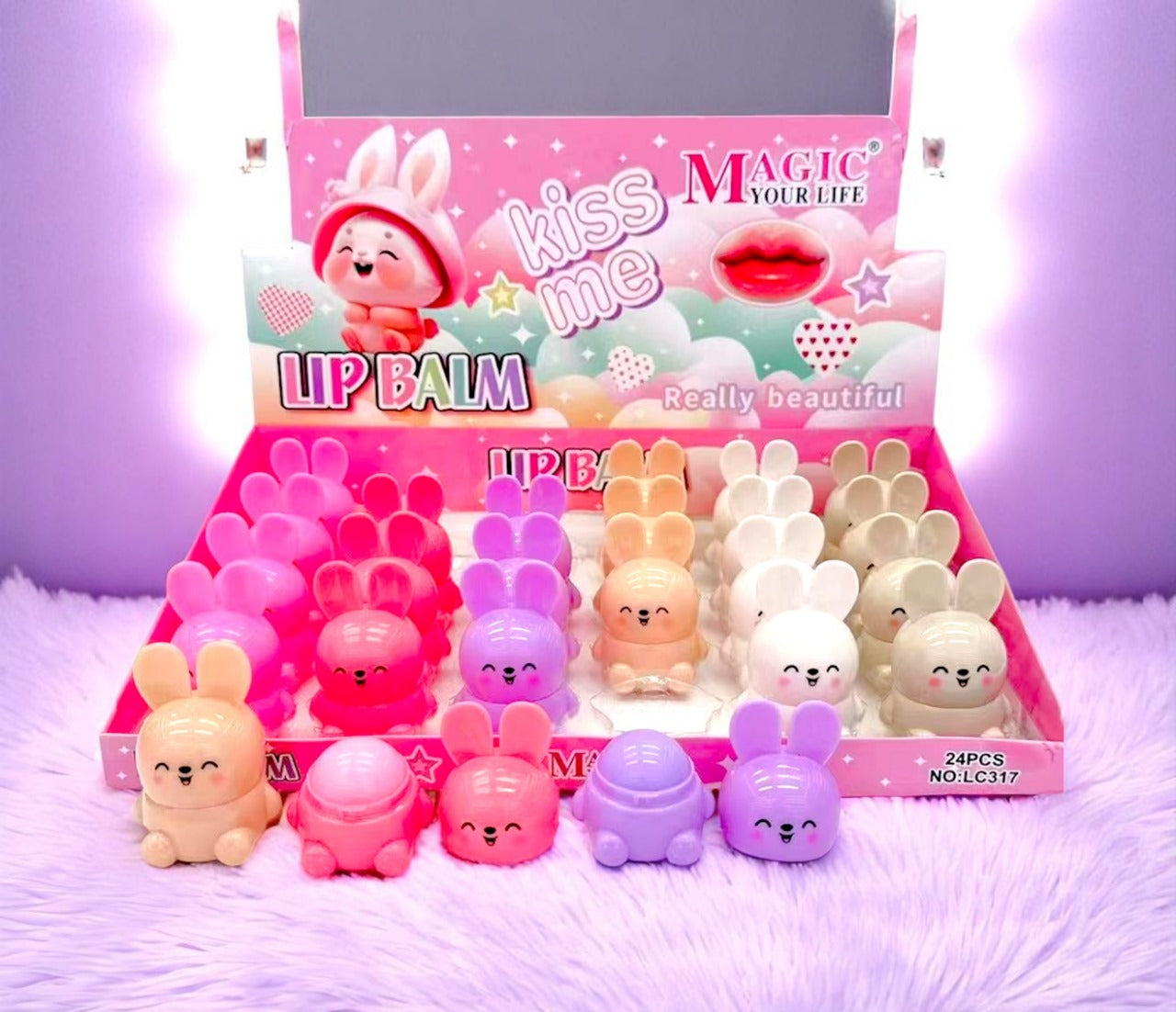 BALSAMO DE CONEJITOS DE COLORES 24 PCS LC317