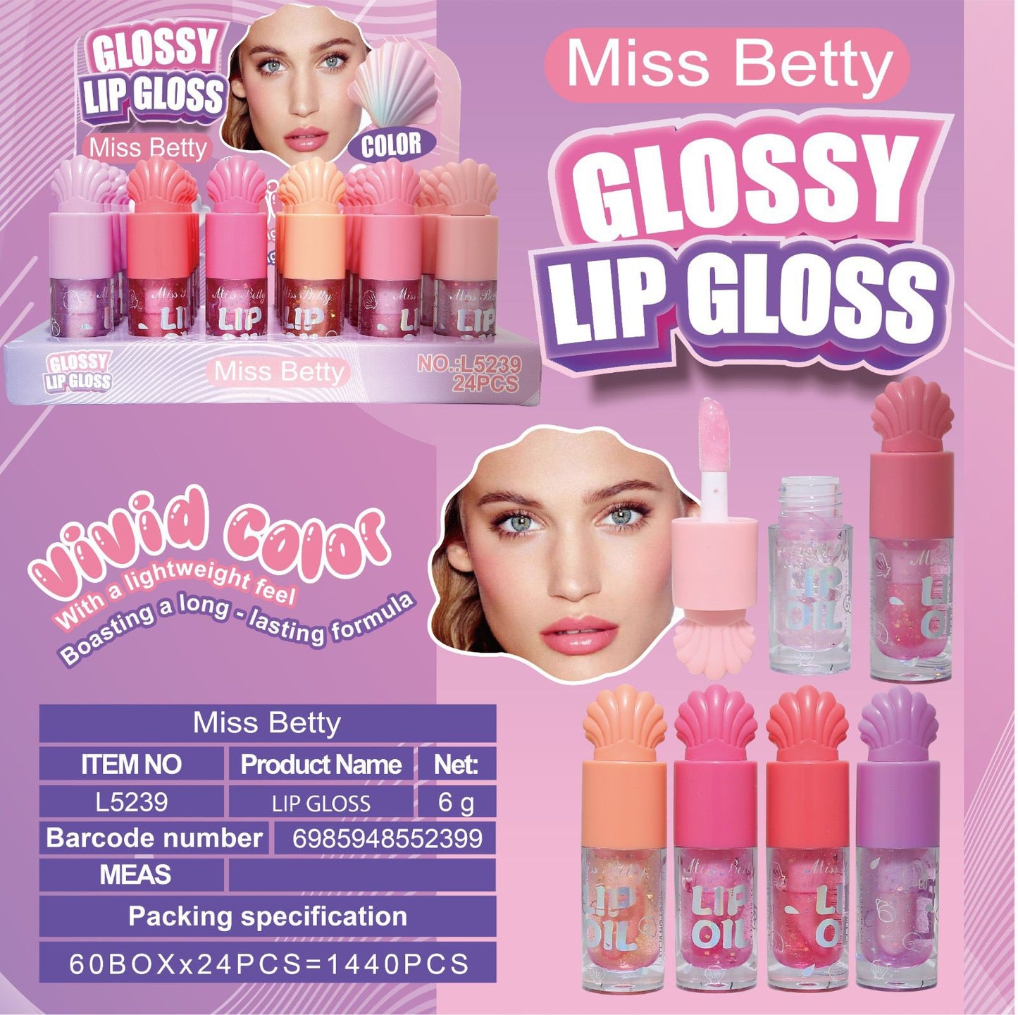 LIP GLOSSY DE CONCHITA 24 PCS MISS BETTY L5239