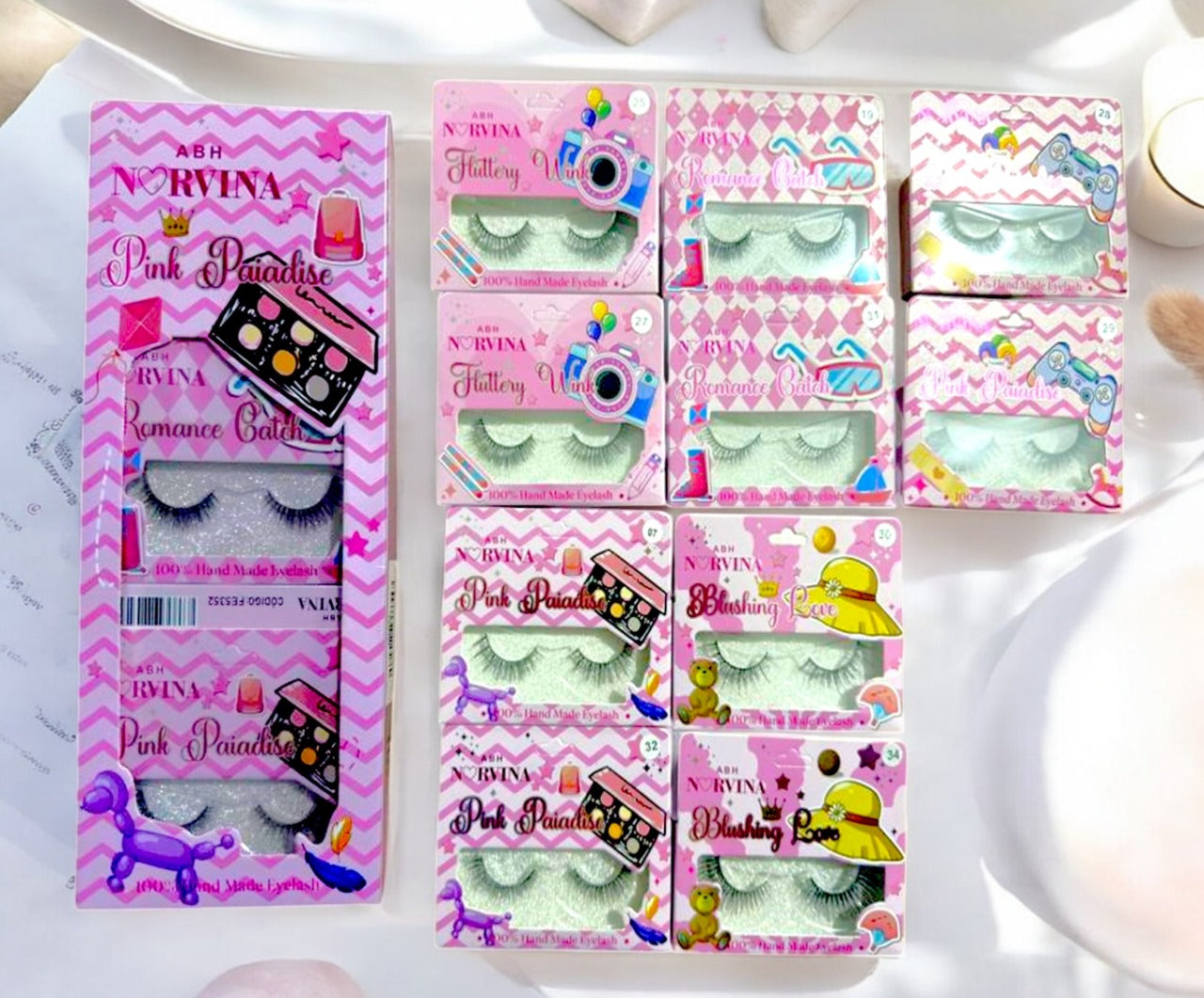 PESTAÑAS PINK NORVINA 10 PCS FE5352