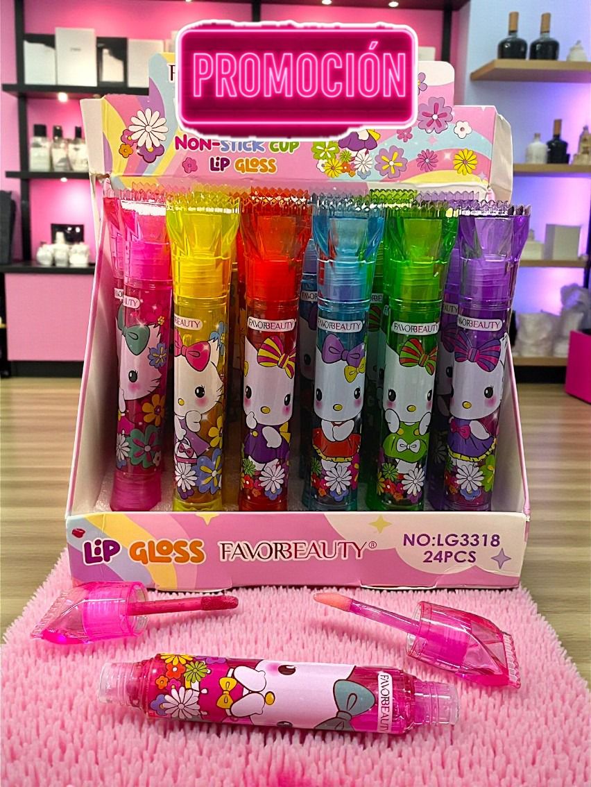 LABIAL Y GLOSS HELLO KITTY 24PZS LG3318.