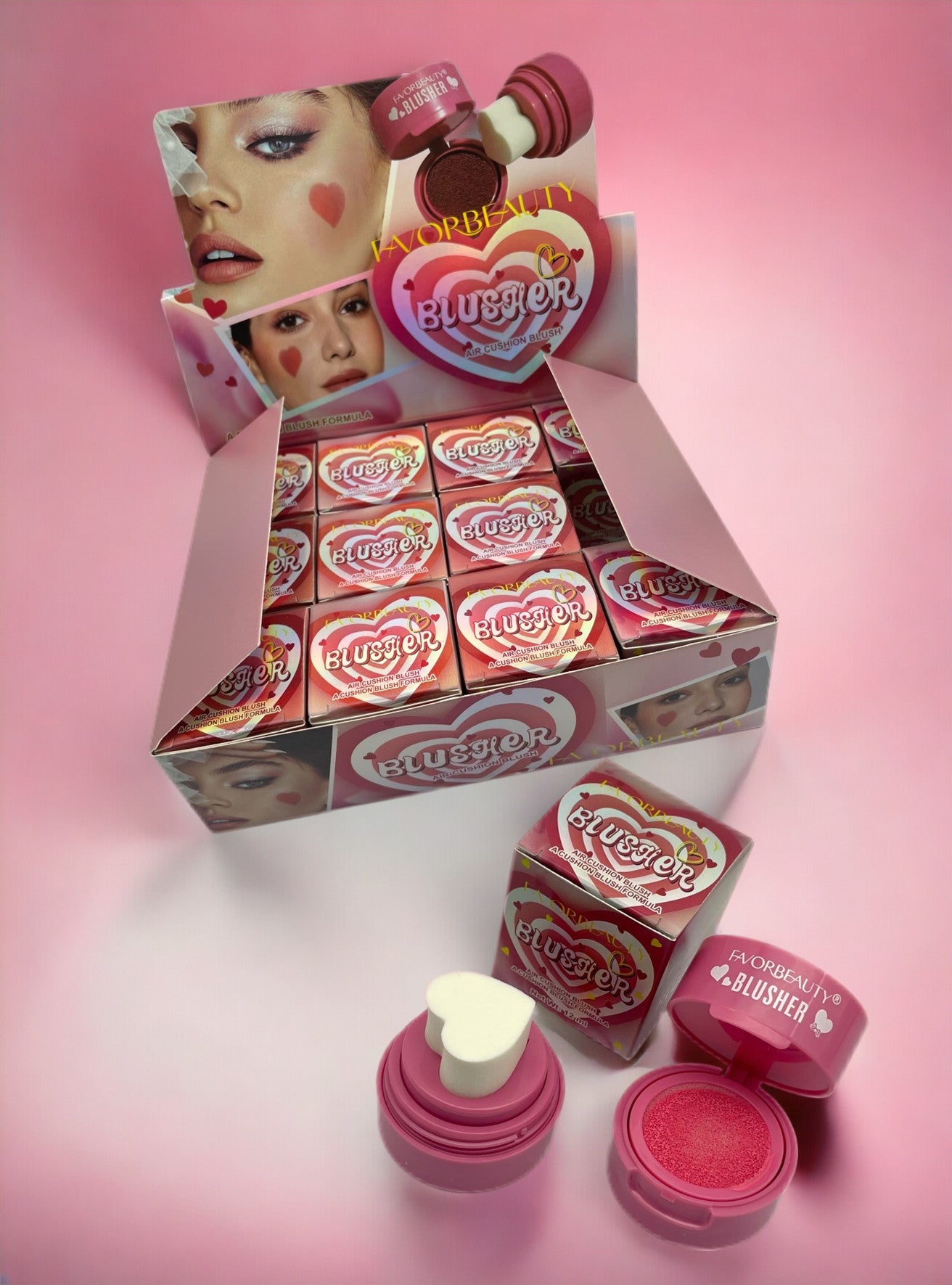 Rubor con esponja en forma de corazón caja 12 PCs BL9106. – Cosméticos ...