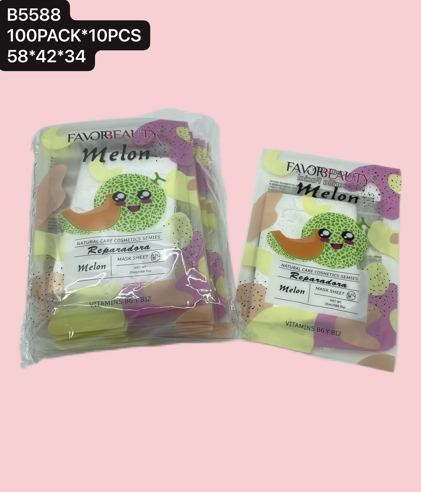 MASCARILLA FACIAL MELON 10 PZ B5588