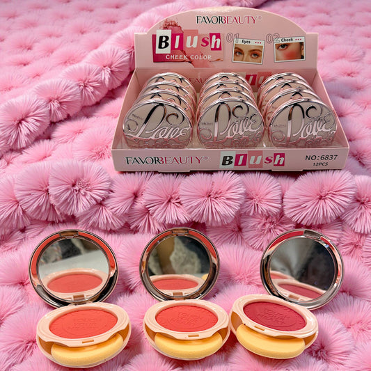 RUBOR COMPACTO CON ESPONJA 12 PZ 6837