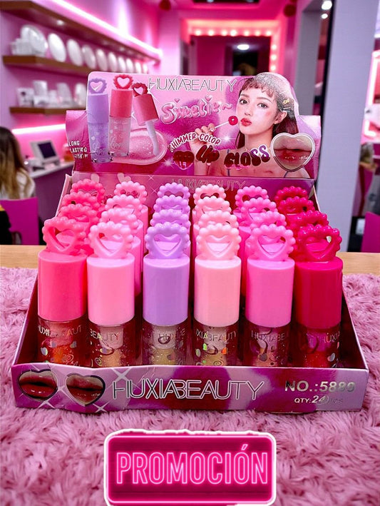 LIP GLOSS HUXIA 24 PCS DE CORAZON 5889.