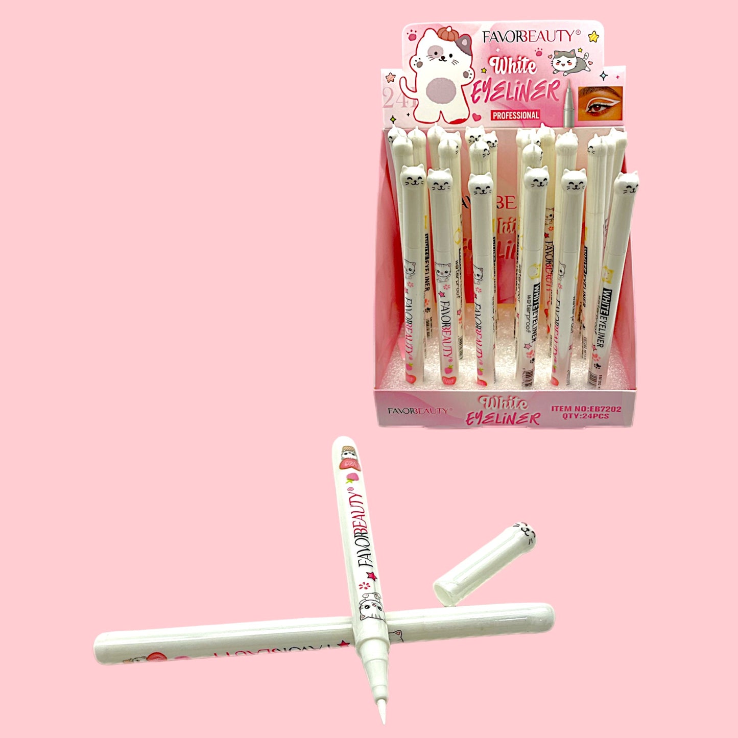 PLUMIN DELINEADOR BLANCO GATITO 24PZS EB7202