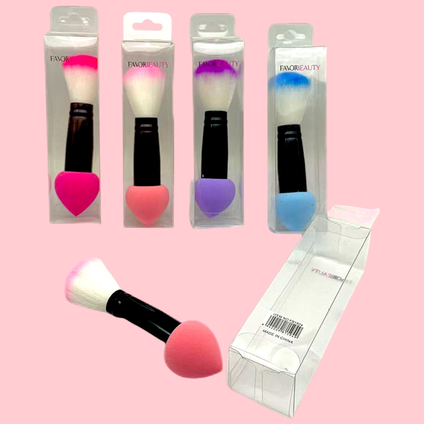 2EN1 BROCHA Y ESPONJA DE MAQUILLAJE 12PZS FB1824