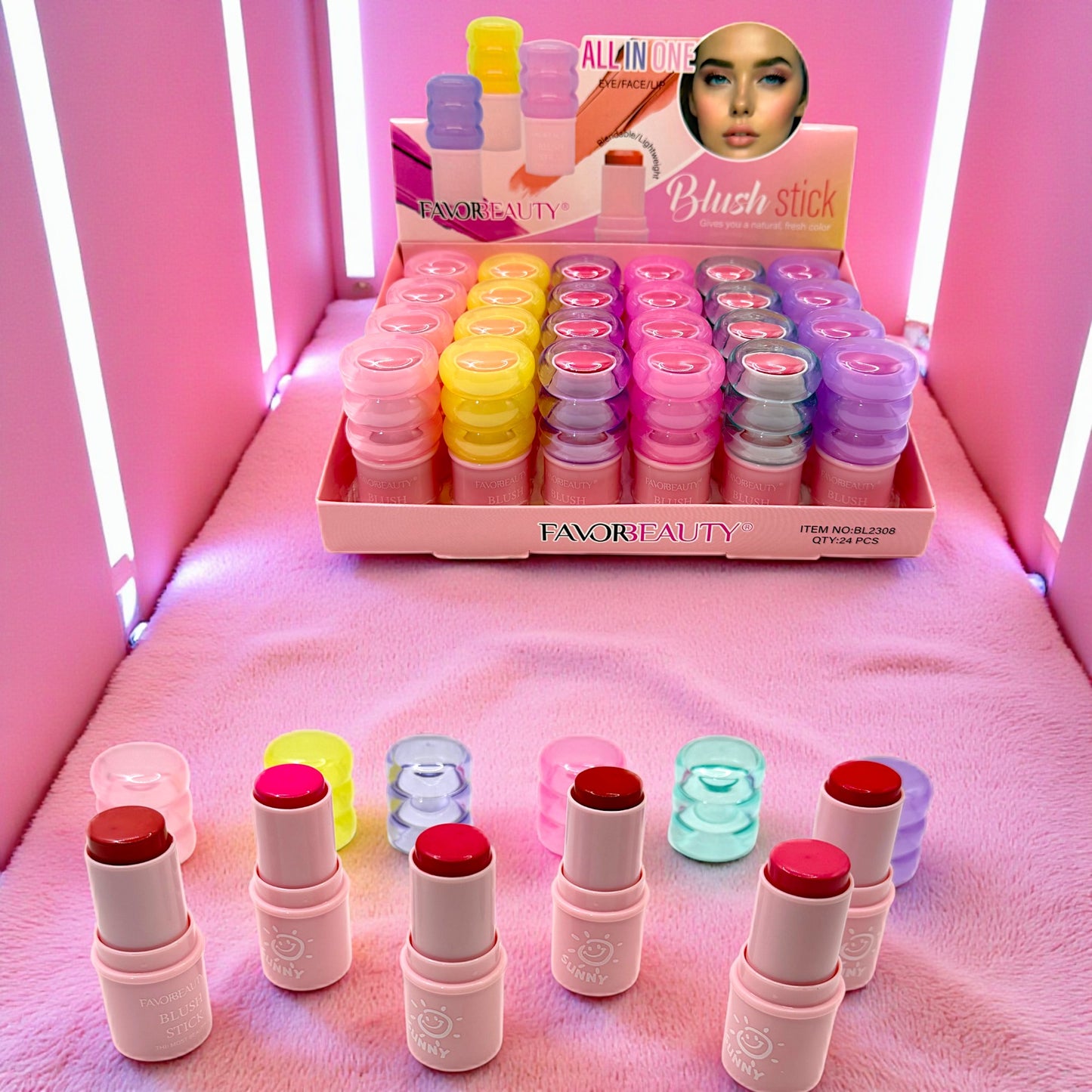 RUBOR Y LABIAL DE GELATINA 24 PZ BL2308