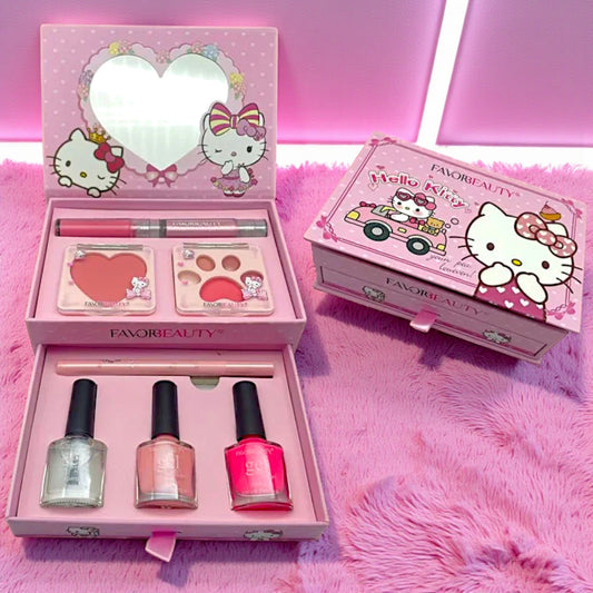 ESTUCHE DE KITTY 1 CAJA CON 8 PZ GEL, DELINEADOR, SOMBRAS, GLOSS BOX002
