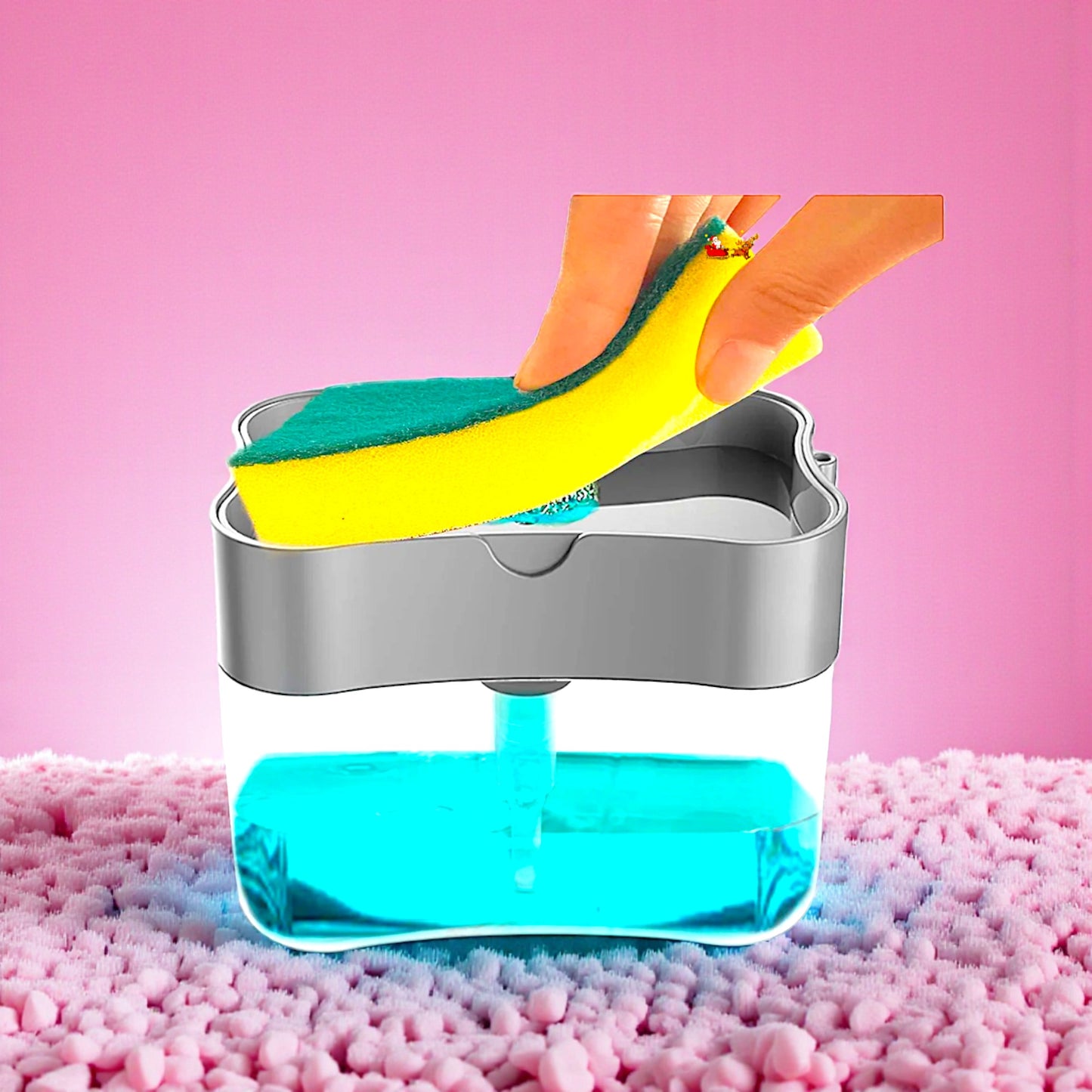 DISPENSADOR DE JABON, INCLUYE FIBRA