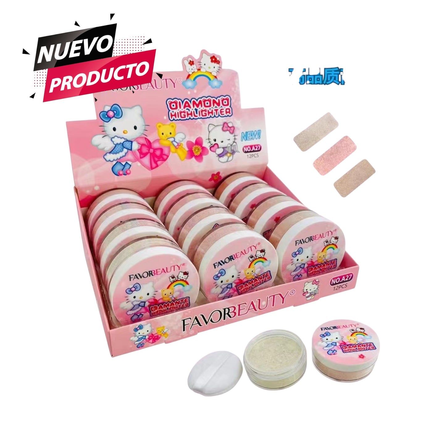 ILUMINADOR EN POLVO HELLO KITTY 12 PCS A27