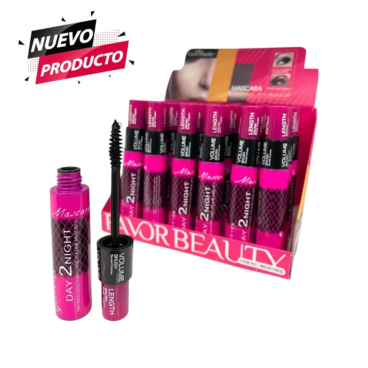 MASCARA DE PESTAÑAS 2 EN 1 CON 24 PCS MA301RED