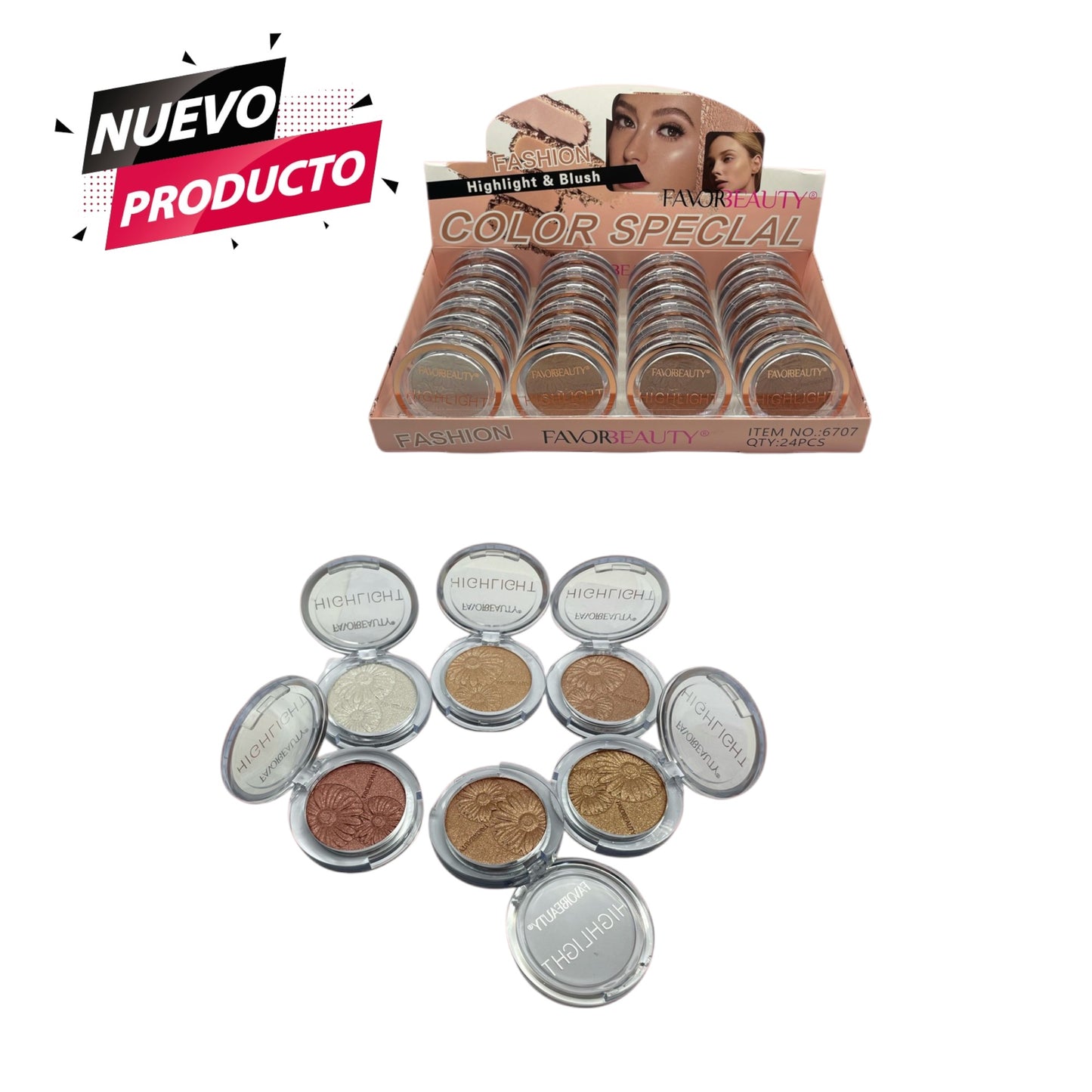 iLUMINADOR Y RUBOR COMPACTO 24 PCS 6707