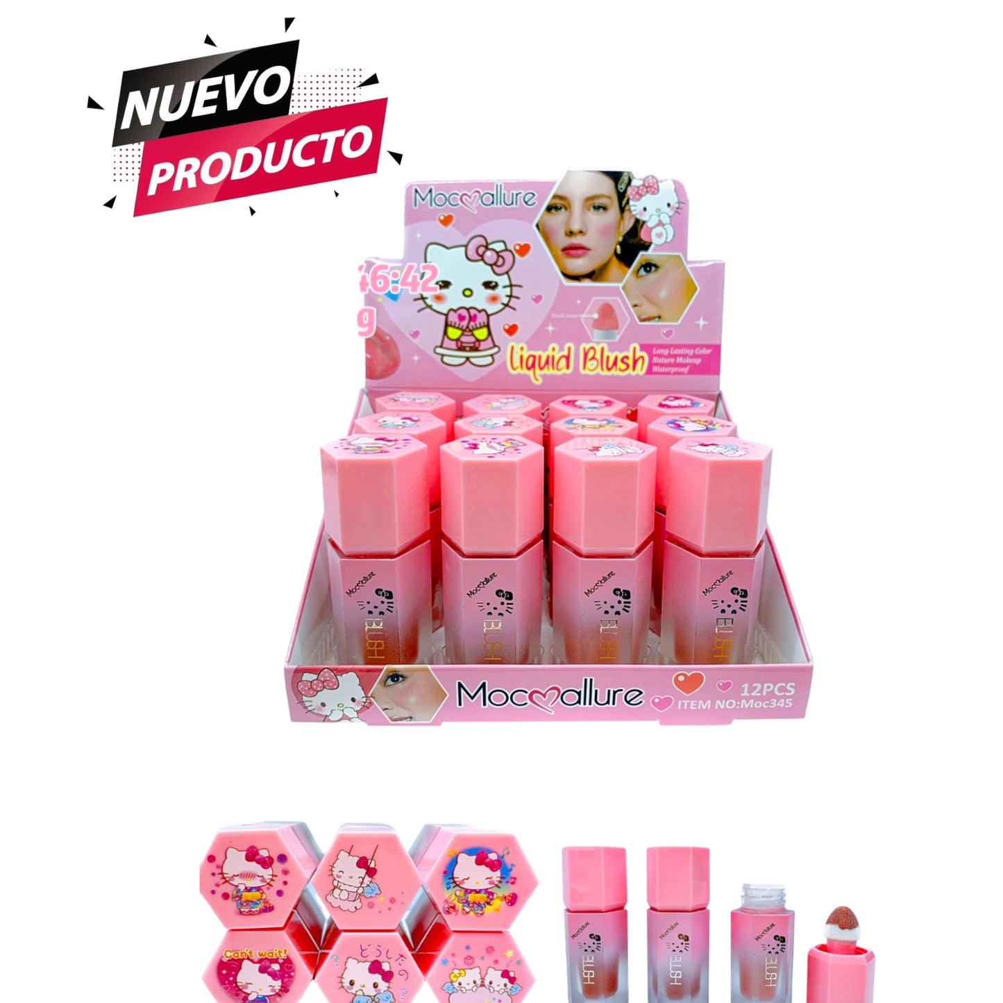 RUBOR LIQUIDO BLUSH HELLO KITTY 12 PCS MOC345