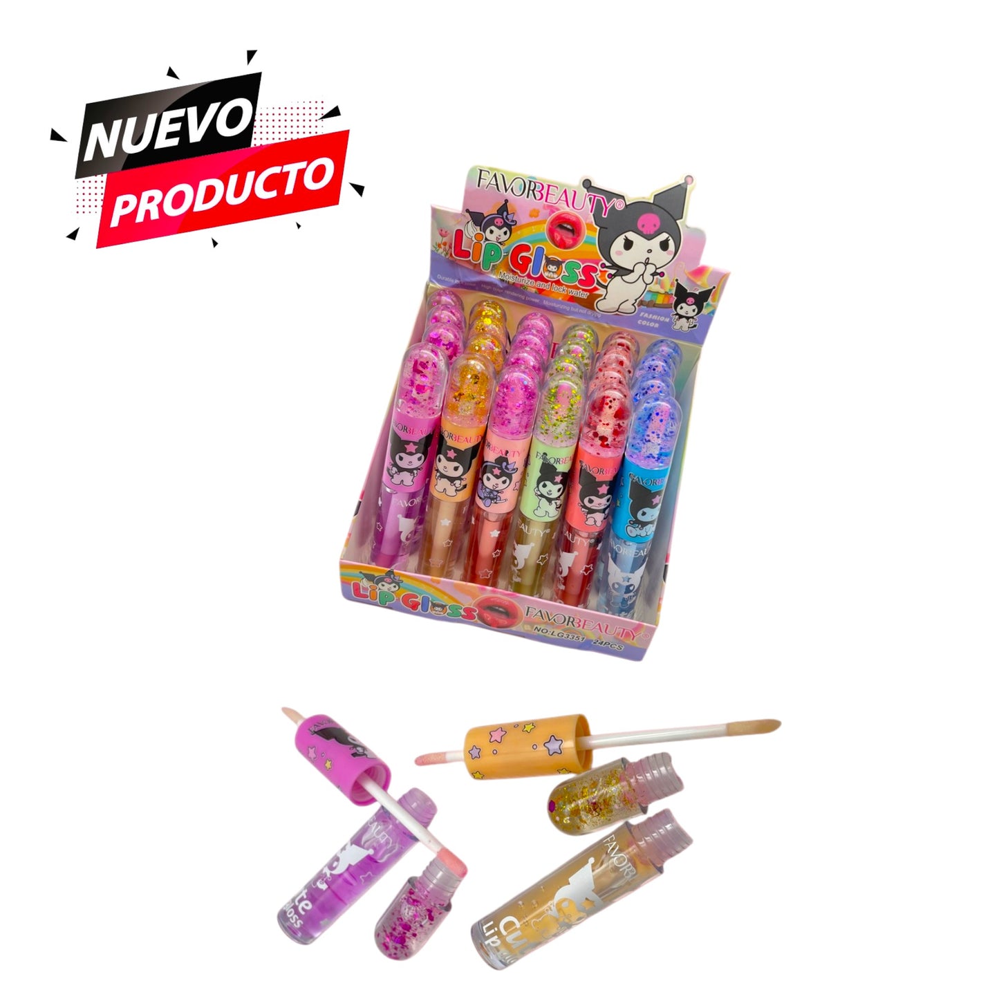 LIP GLOSS CON GLITTER KUROMY 24 PCS LG3351