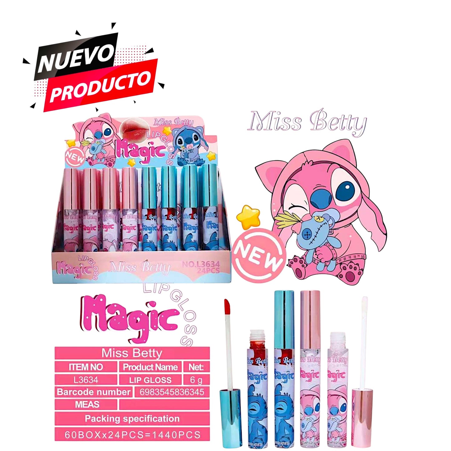 TINTA & GLOSS STICH 24 PCS  L3634G