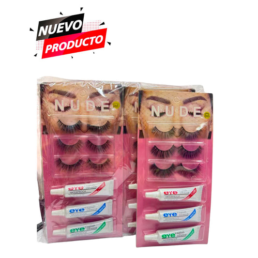 KIT DE PESTAÑAS CON PEGAMENTO 1 PC