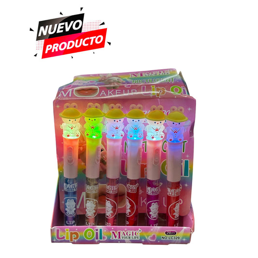 LIP OIL DE CONEJITOS BONITOS CON LUCES 24 PCS  LC329