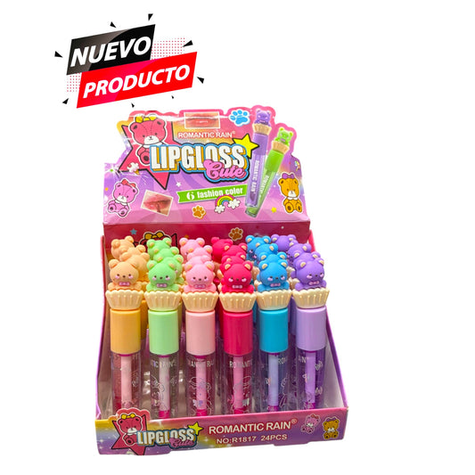 LIP GLOSS DE OSITOS DE COLORES 24 PCS R1817