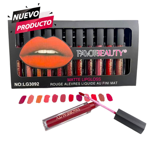 Labial Liquido Matte Favor Beauty  12 PCS LG3092