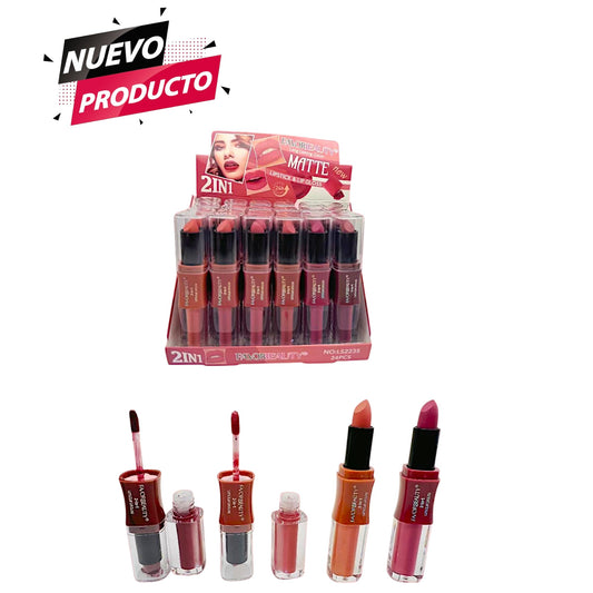 LABIAL 2 EN 1 MATTE 24 PCS LS2235