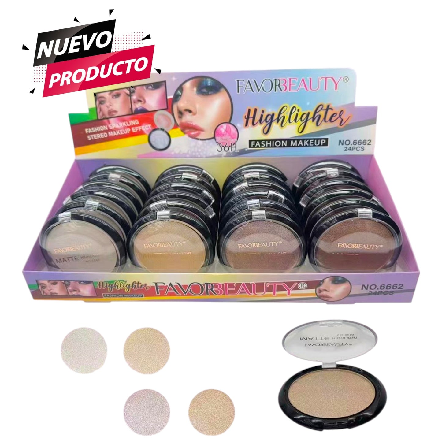 ILUMINADOR COMPACTO CAJA CON 24 PCS 6662