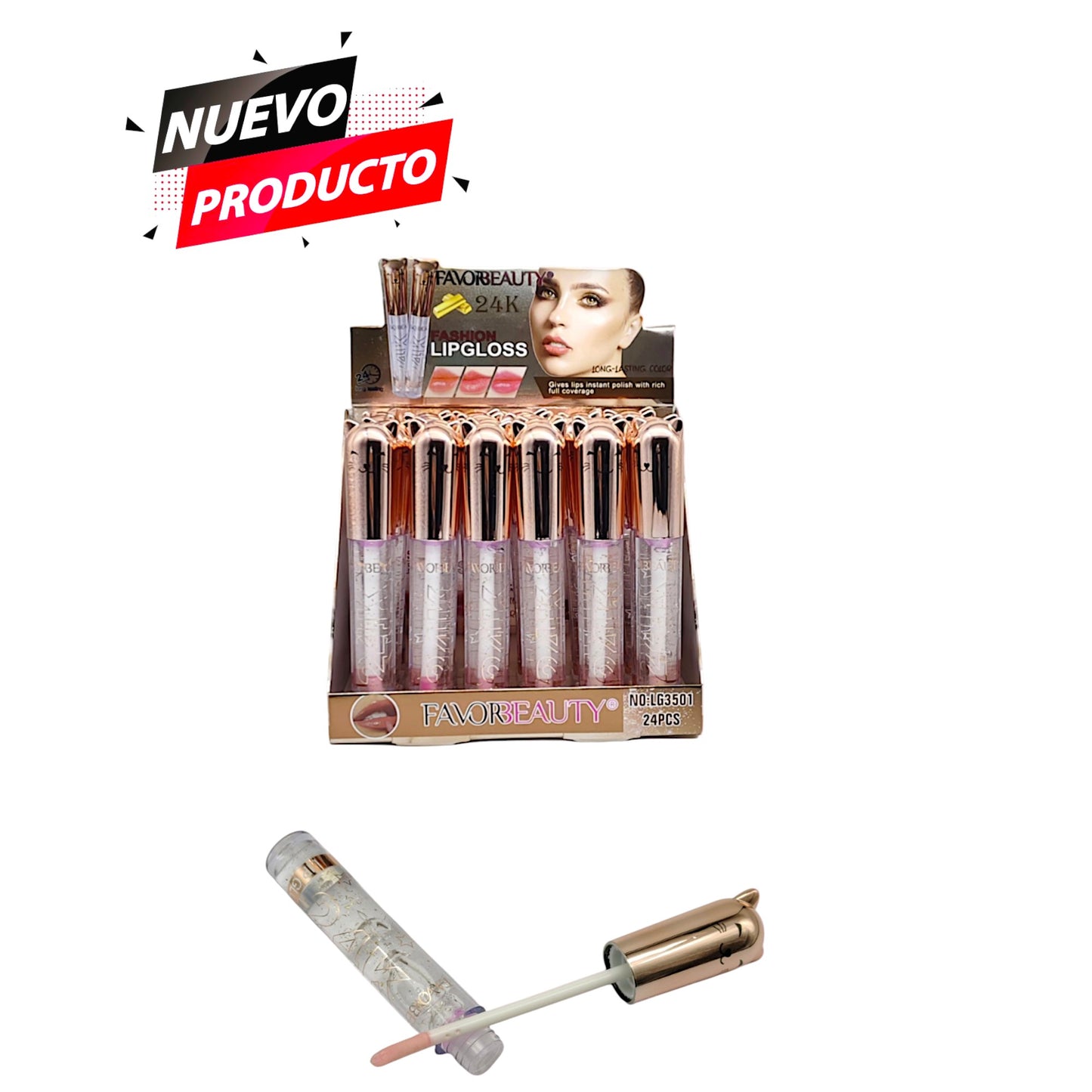 LIP GLOSS 24 K CON GLITTER 24 PCS LG3501
