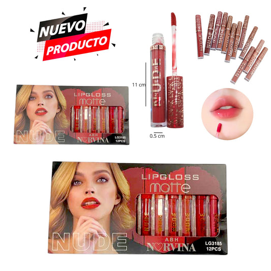 CAJA CON 12 LABIALES NUDE LG3185