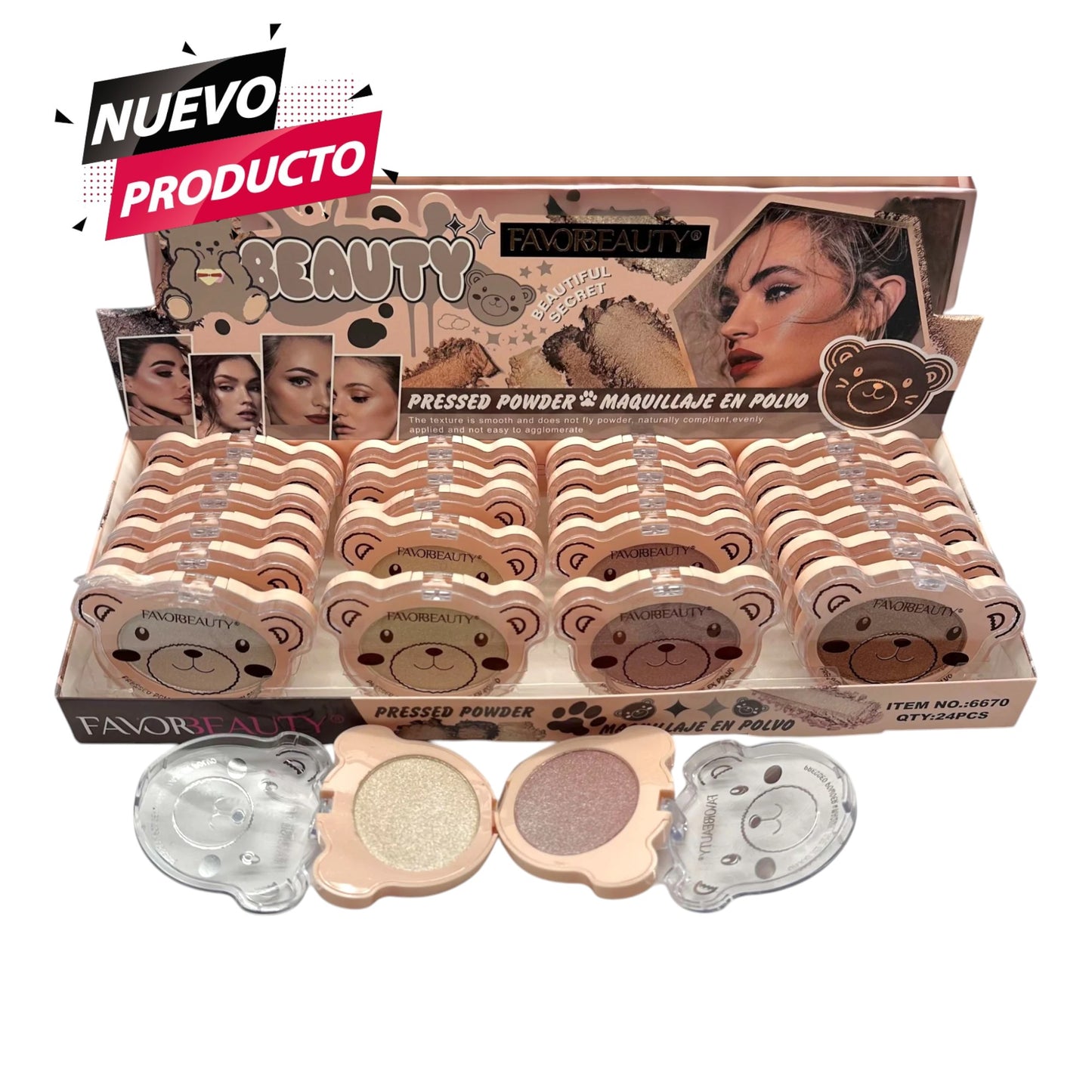 POLVO E ILUMINADOR COMPACTO CAJA CON 24 PCS 6670