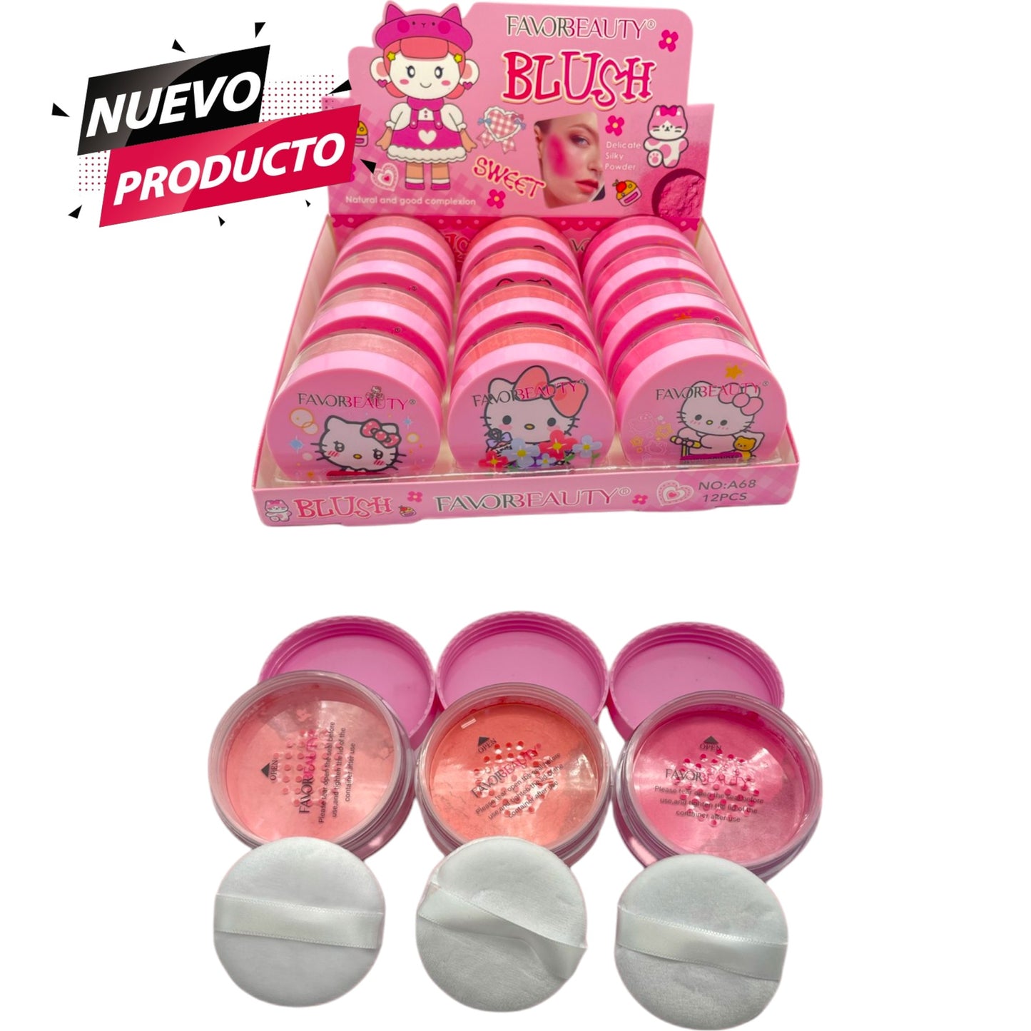 RUBOR COMPACTO DE HELLO KITTY 12 PCS A68