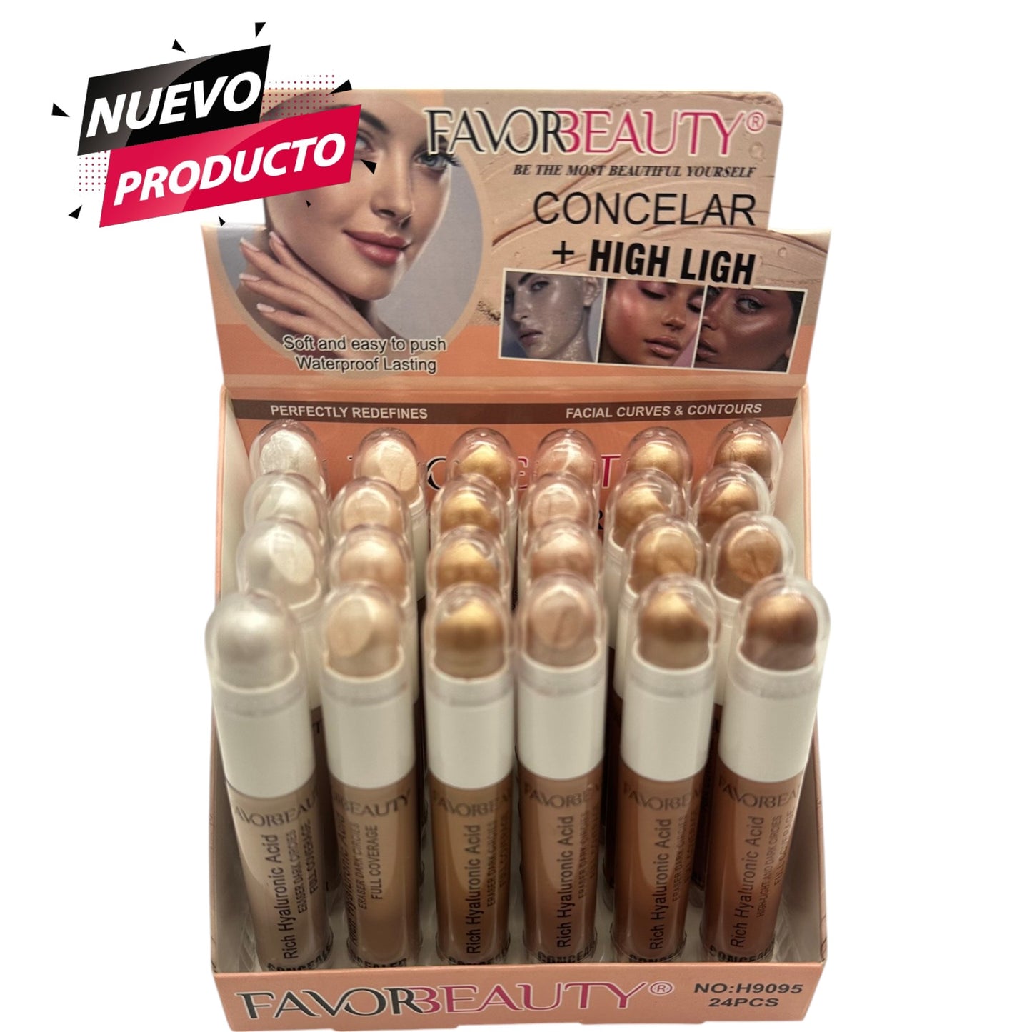 CORRECTOR + ILUMINADOR CAJA CON 24 PCS H9095.