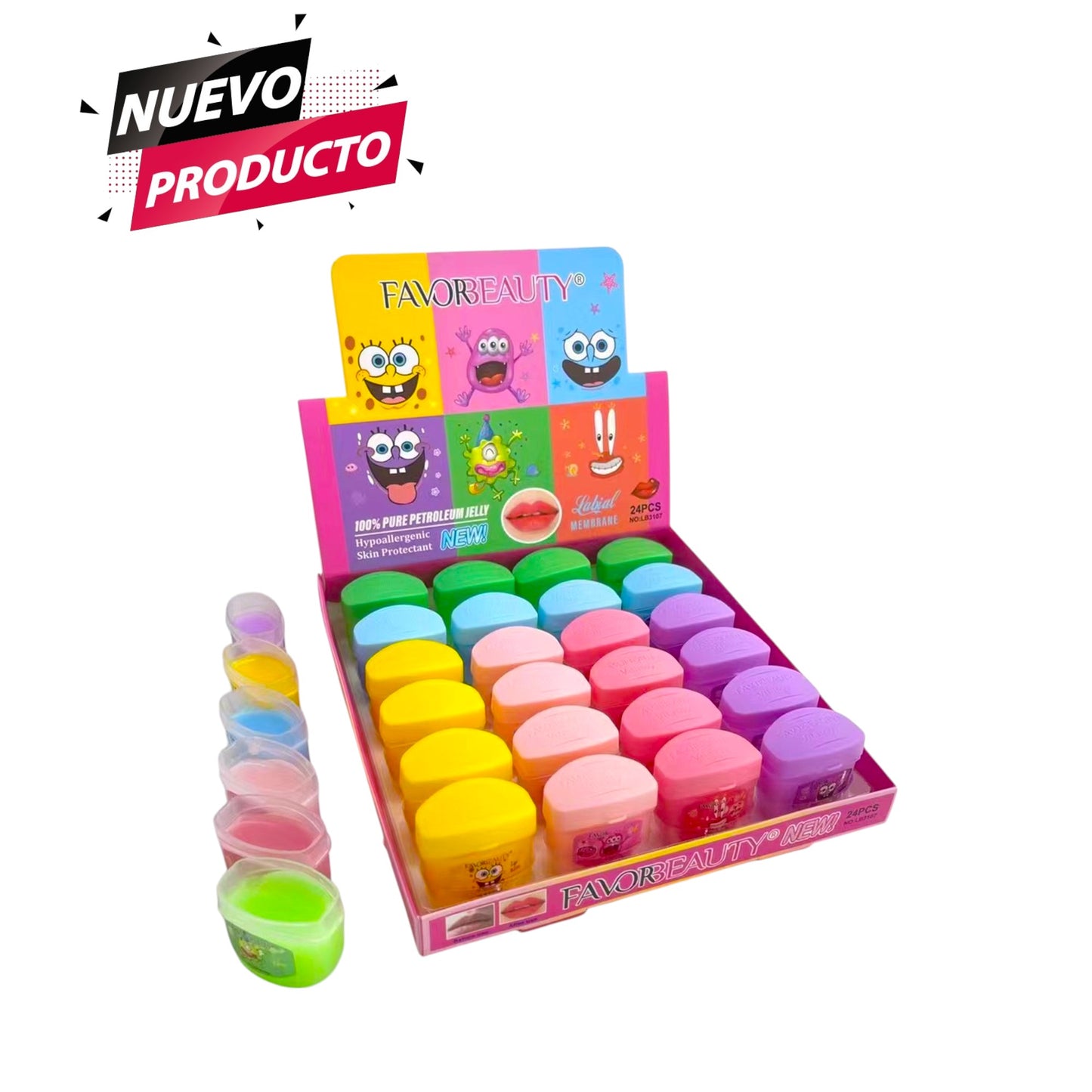 HIDRATANTE DE LABIOS BOB ESPONJA CON 24 PCS LB3107