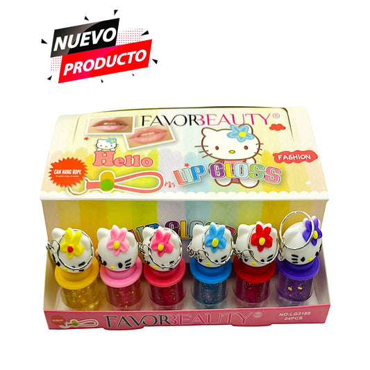 LIP GLOSS HELLO KITTY GLITTER 24 PCS LG3189