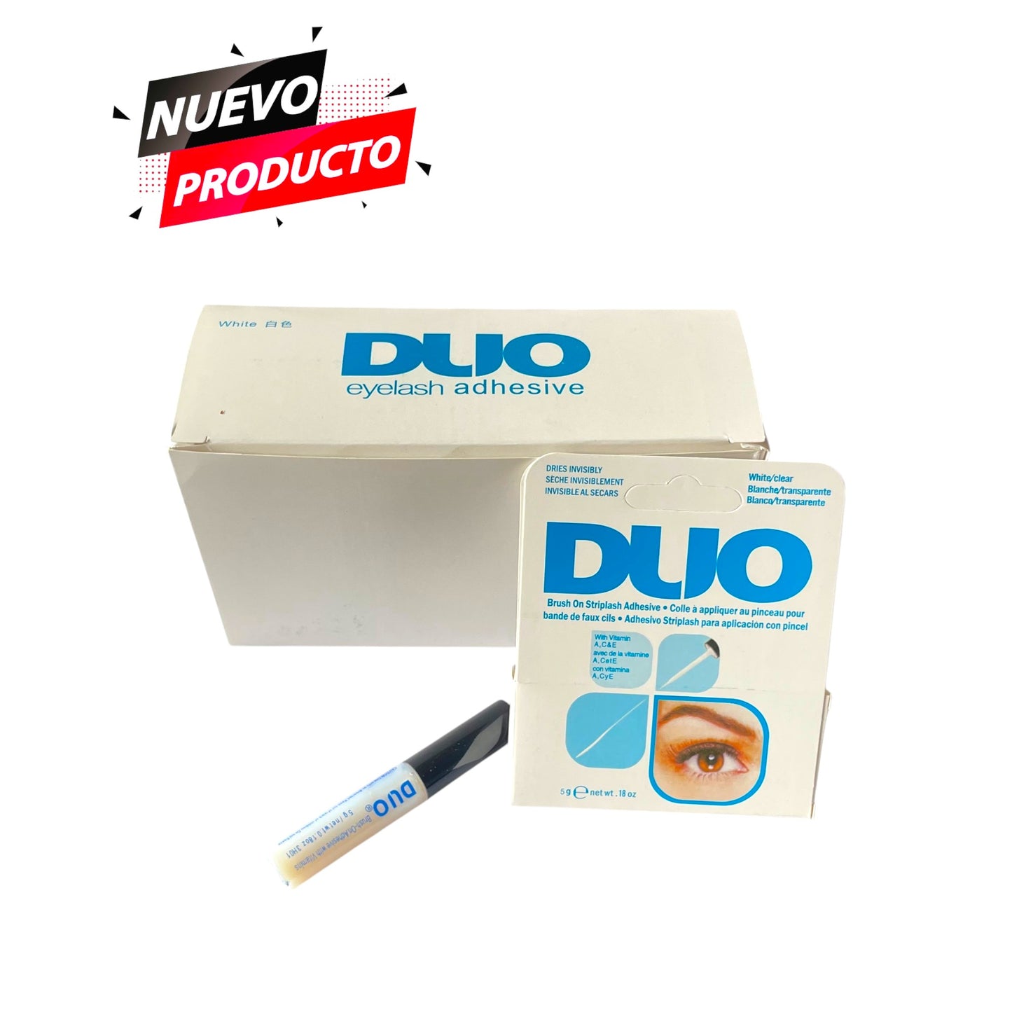 PEGAMENTO PARA PESTAÑAS BLANCO DE BROCHA 12PZS FB4009