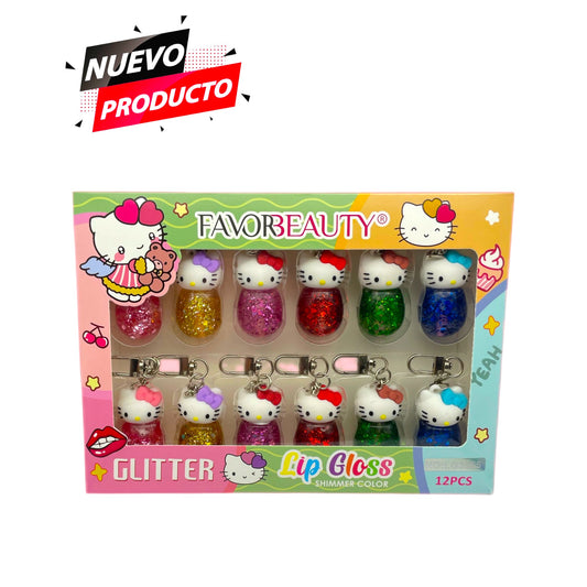 LIP GLOSS HELLO KITTY GLITTER 12 PCS