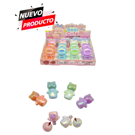 LIP GLOSS DE OSITO CUTE 12 PCS LG3491