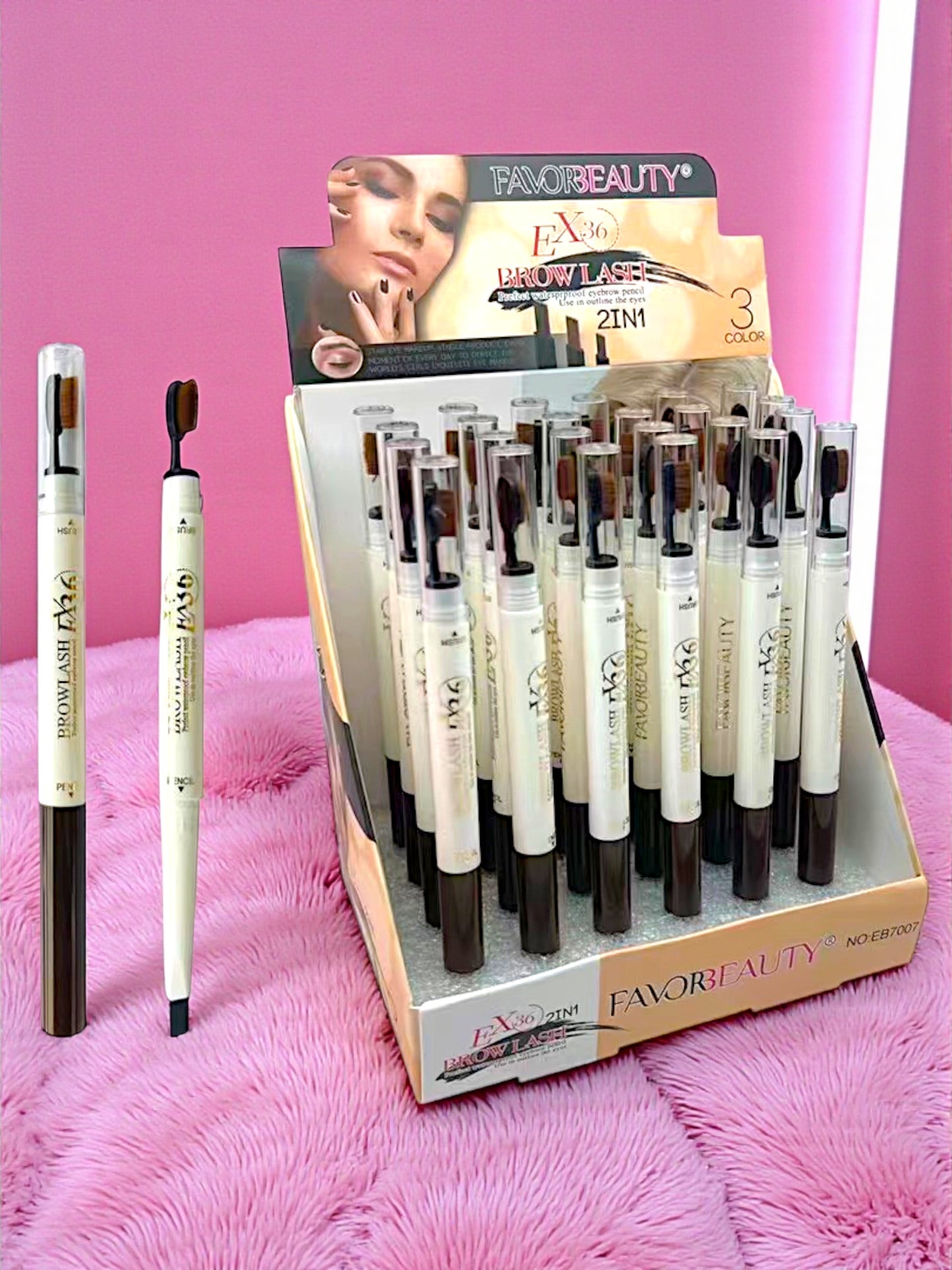 LAPIZ RETRACTIL CON CEPILLO PARA CEJAS 24 PZ CEJAS EB7007.