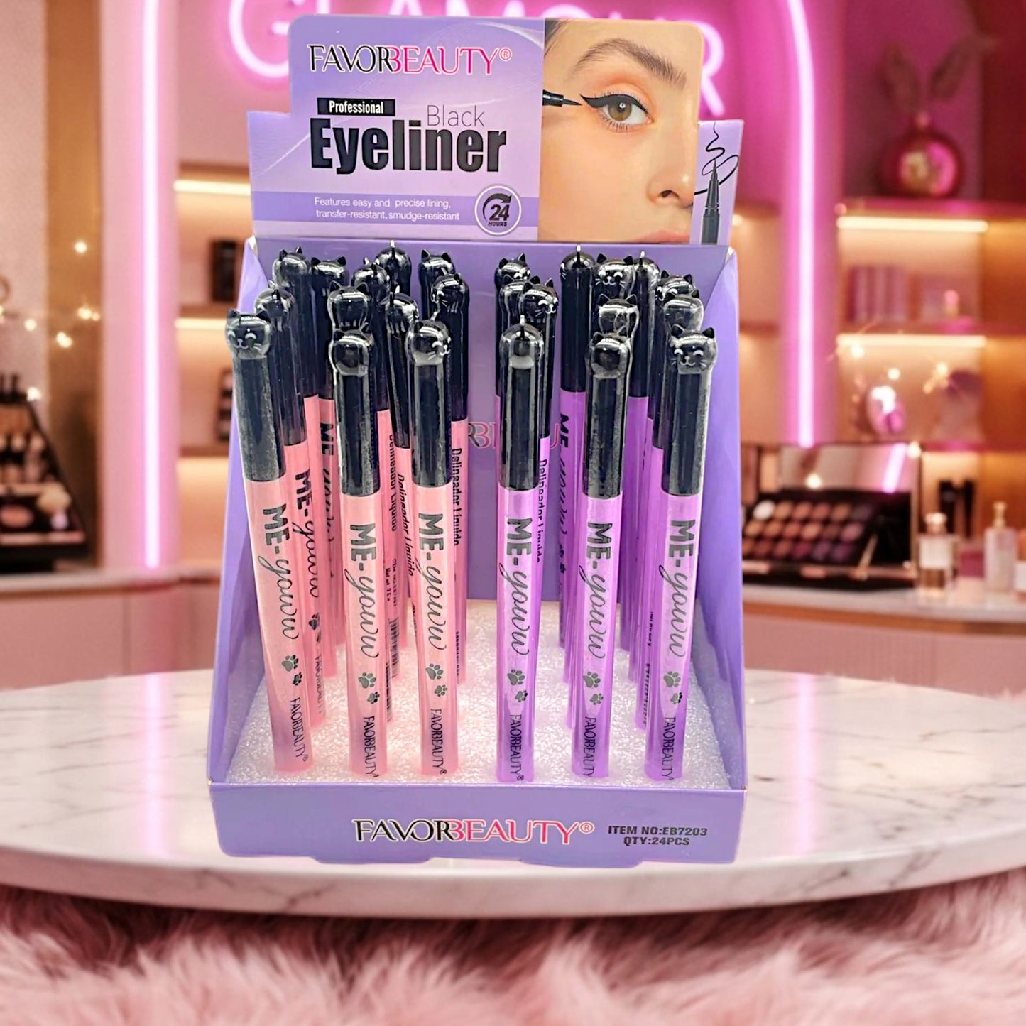 DELINEADOR PLUMON DE GATITO 24 PCS EB7203.