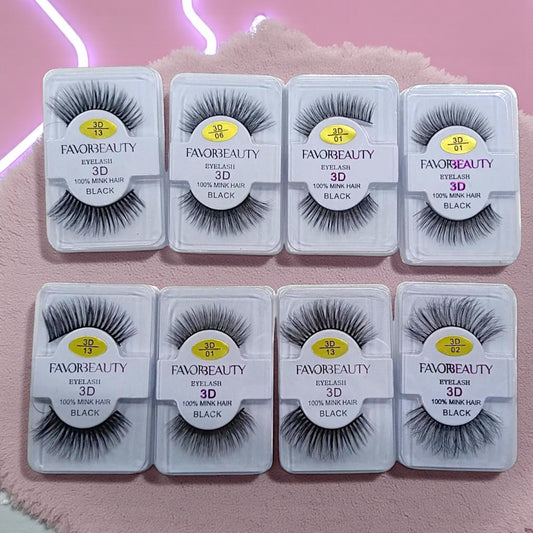 PESTAÑAS POSTIZAS 3D DE PELO 100% VISION NEGRO 24 PZ FB1063