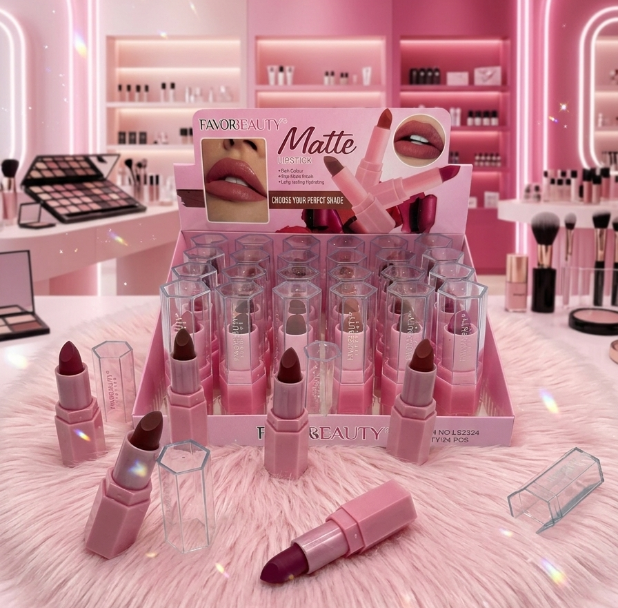 LABIAL EN BARRA HEXAGONO ROSA 24 PZ LS2324