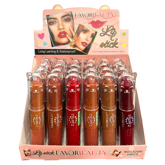 Labial Nude 2 en 1 Liquido y Barra FavorBeauty LS2081 24Pcs