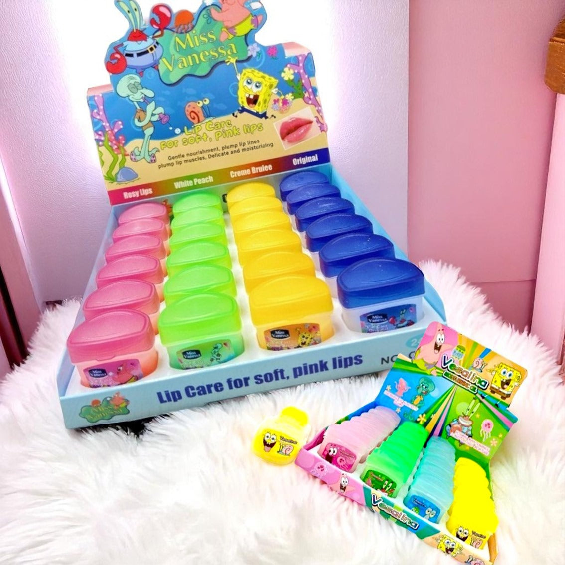 HIDRATANTE DE LABIOS CUTE BOB ESPONJA 24 PCS 8818