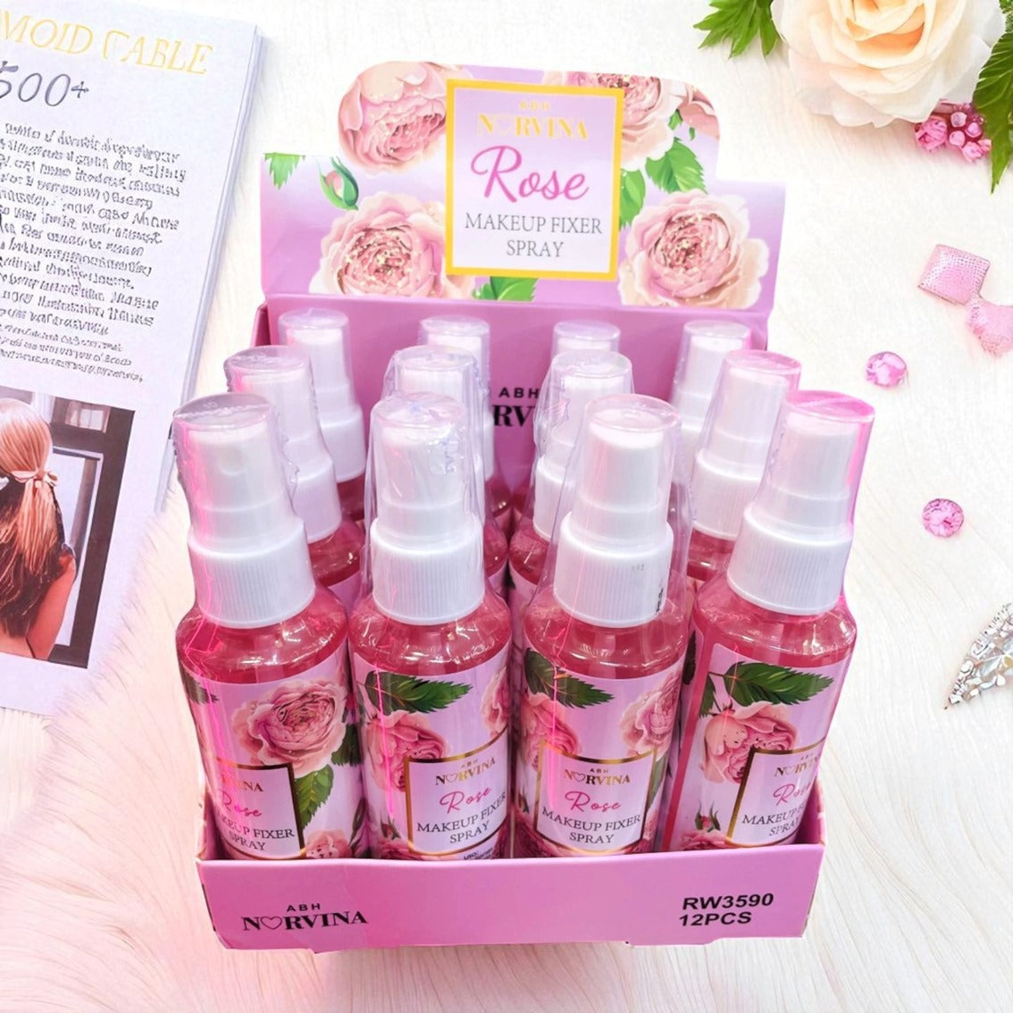 FIJADOR NORVINA ROSE SPRAY 12 PCS RW3590.